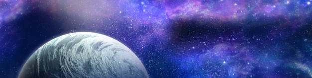 Une planète sur un fond violet étoilé
