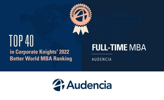 Better World MBA Ranking:  Audencia ranked 2nd best programme in France and 37th in the world